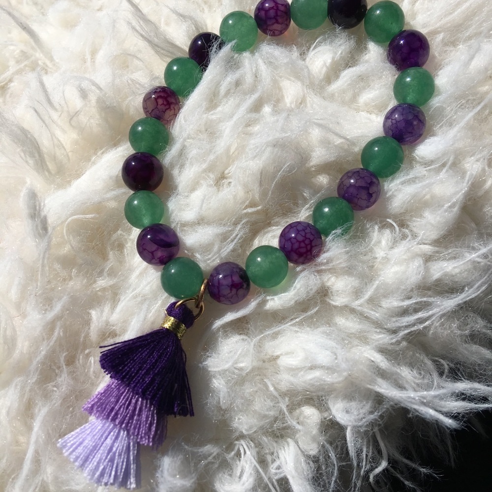 Green Aventurine & Purple Quartz Healing Bracelet